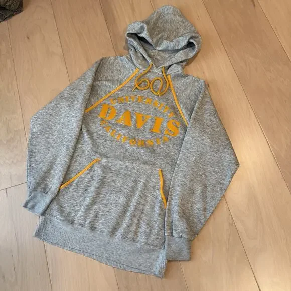 Vintage UC Davis Hoodie S Gray 70s Fleece Pullover California Davis University - Picture 9 of 9